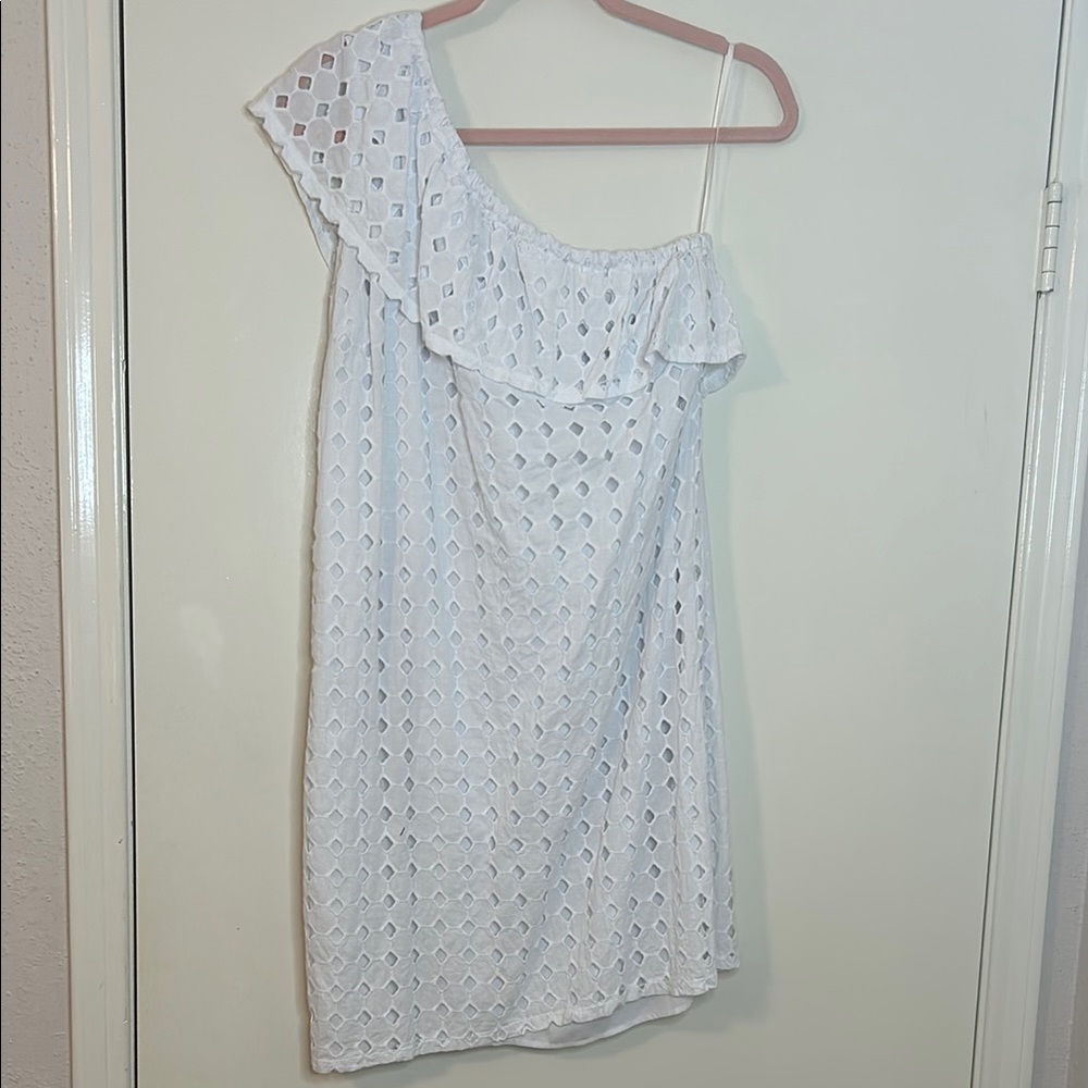 Gibson White Asymmetrical Ruffled Sundress